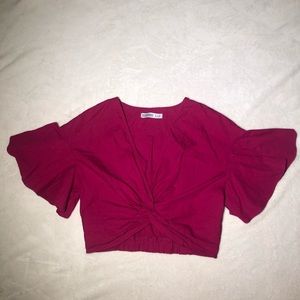 Zara Cropped pink blouse.